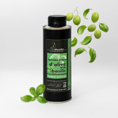 Bio Olivenöl mit Basilikum aus der Provence – kalt extrahierte Feinkostspezialität, 250 ml
